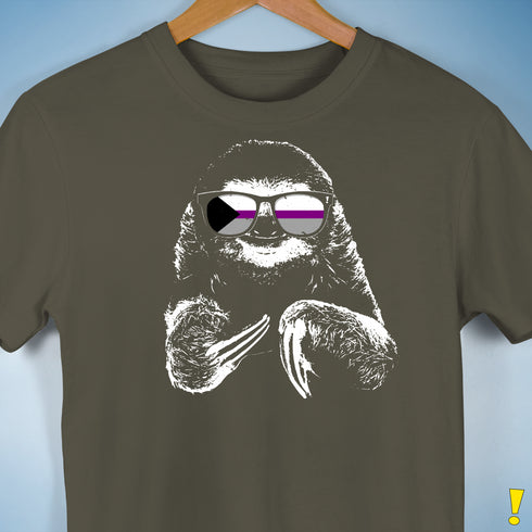 Pride Sloth Demisexual Pride Flag Sunglasses Premium Unisex T-Shirt - Army