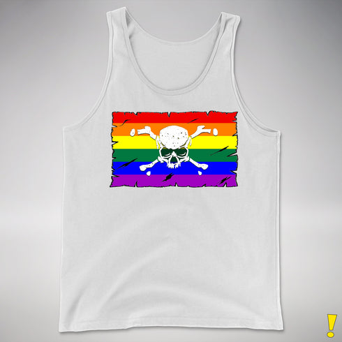 LGBTQ Rainbow Pride Pirate Flag Premium Tank Top - White