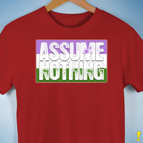 Assume Nothing Genderqueer Pride Flag Premium Unisex T-Shirt - Red