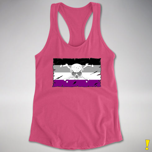 Asexual Pride Pirate Flag Racerback Tank - Hot Pink