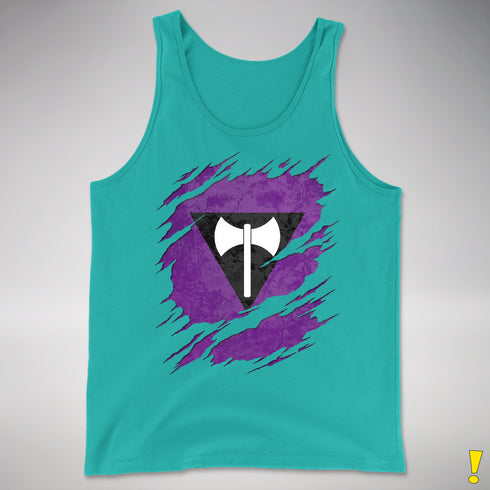 Lesbian Labrys Pride Flag Ripped Reveal Premium Tank Top - Teal