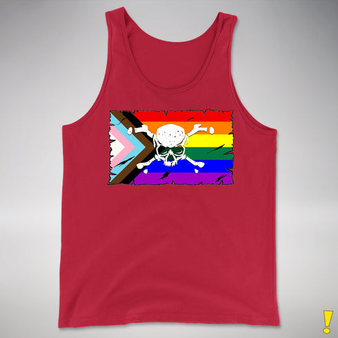 LGBTQ Progress Pride Pirate Flag Premium Tank Top - Red