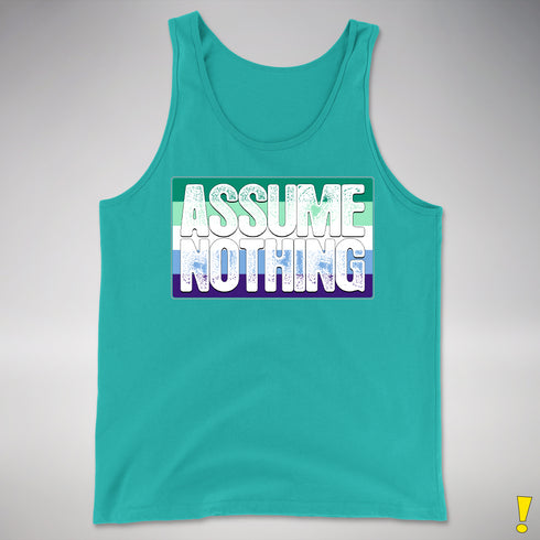 Assume Nothing Gay Male Pride Flag Premium Tank Top - Teal