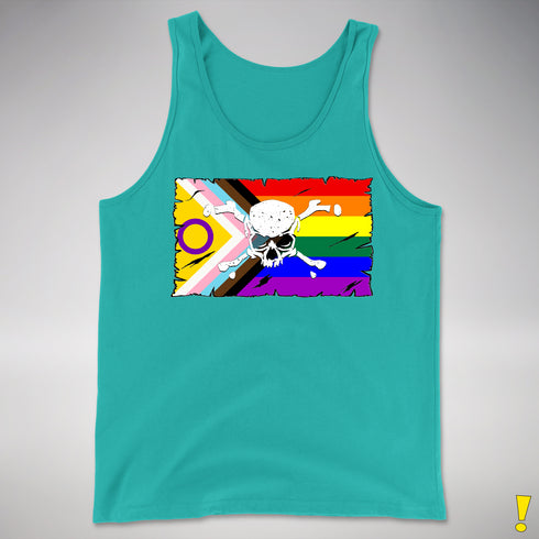 Intersex Inclusive Progress Pride Pirate Flag Premium Tank Top - Teal