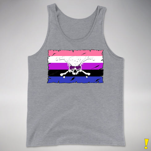 Genderfluid Pride Pirate Flag Premium Tank Top - Grey Heather