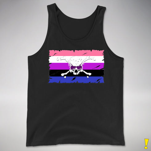 Genderfluid Pride Pirate Flag Premium Tank Top - Black