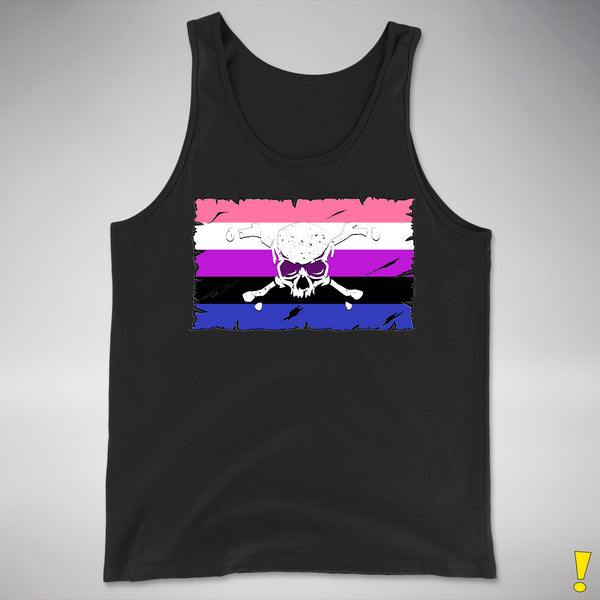 Genderfluid Pride Pirate Flag Premium Tank Top - Black