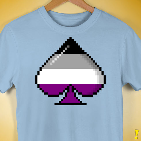 Asexual Pride 8-Bit Pixel Ace of Spades Premium Unisex T-Shirt - Baby Blue