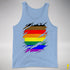 Philly LGBTQ Gay Pride Flag Ripped Reveal Premium Tank Top - Blue Triblend