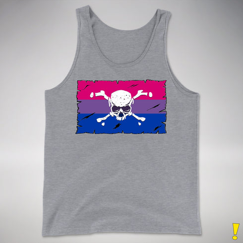 Bisexual Pride Pirate Flag Premium Tank Top - Grey Heather