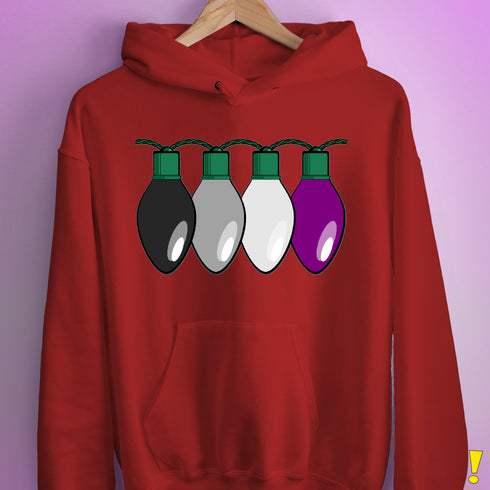 Asexual Pride Christmas Lights Hoodie - Red