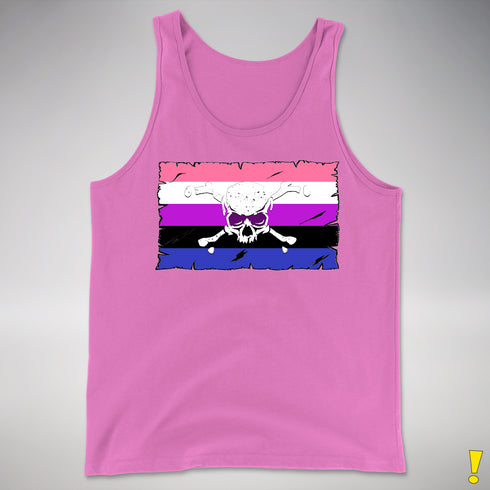 Genderfluid Pride Pirate Flag Premium Tank Top - Neon Pink