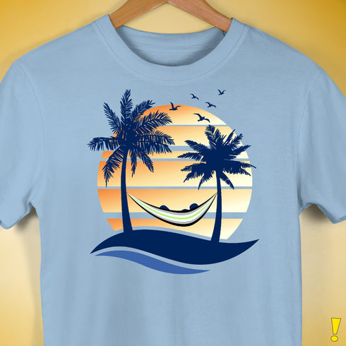 Agender Pride Hammock Summer Beach Sunset Premium Unisex T-Shirt - Baby Blue