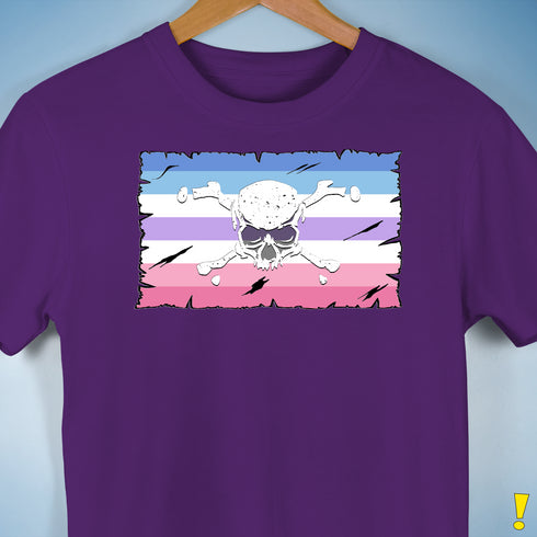 Bigender Pride Pirate Flag Premium Unisex T-Shirt - Purple