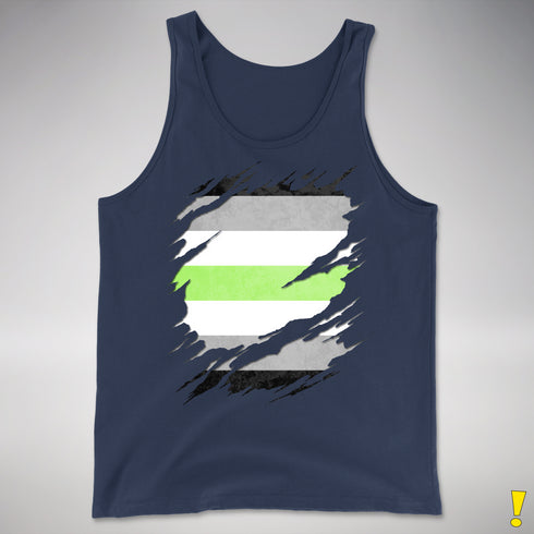 Agender Pride Flag Ripped Reveal Premium Tank Top - Navy