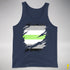 Agender Pride Flag Ripped Reveal Premium Tank Top - Navy