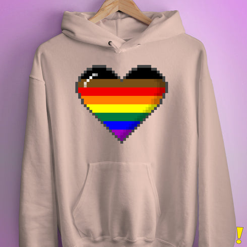 Philly LGBTQ Pride 8-Bit Pixel Heart Hoodie - Light Pink
