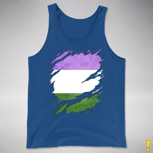 Genderqueer Pride Flag Ripped Reveal Premium Tank Top - Royal Blue