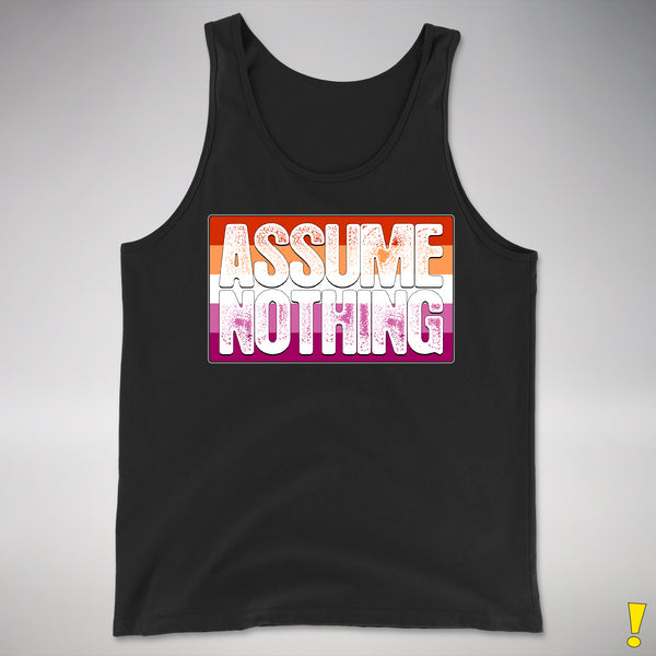 Assume Nothing Lesbian Pride Flag Premium Tank Top - Black