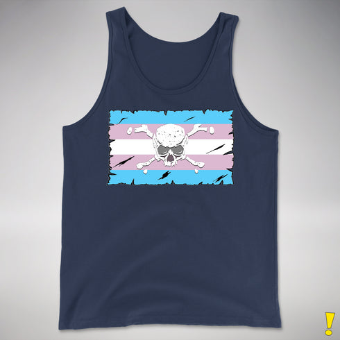 Transgender Pride Pirate Flag Premium Tank Top - Navy