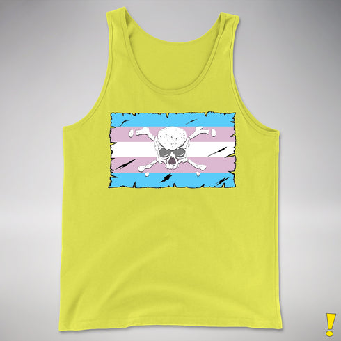 Transgender Pride Pirate Flag Premium Tank Top - Neon Yellow