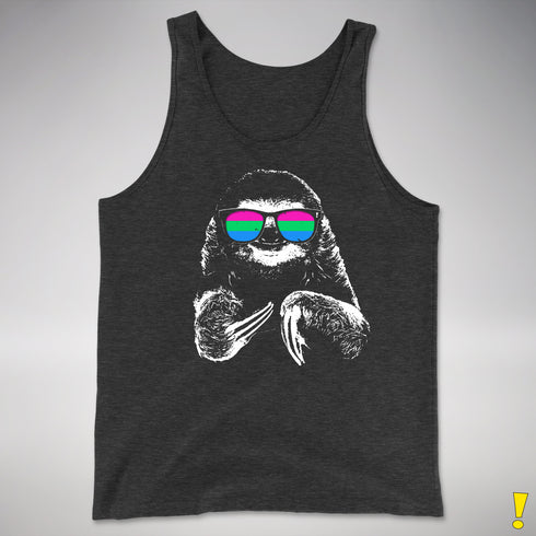 Pride Sloth Polysexual Flag Sunglasses Premium Tank Top - Charcoal Triblend