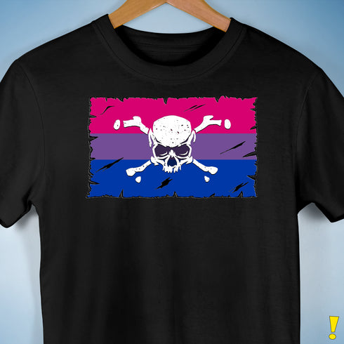 Bisexual Pride Pirate Flag Premium Unisex T-Shirt - Black
