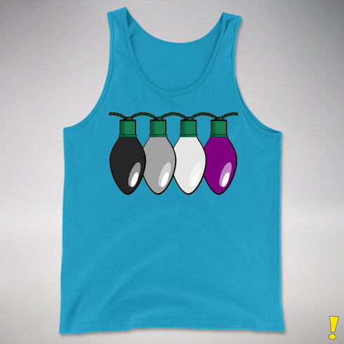 Asexual Pride Christmas Lights Premium Tank Top - Neon Blue