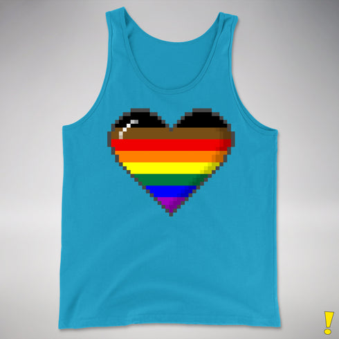 Philly LGBTQ Pride 8-Bit Pixel Heart Premium Tank Top - Neon Blue
