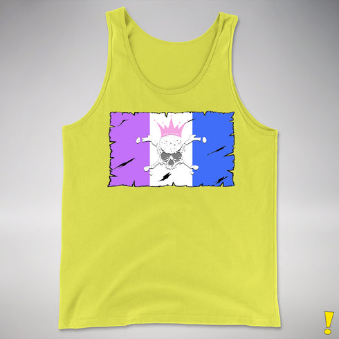 Drag Pride Pirate Flag Premium Tank Top - Neon Yellow
