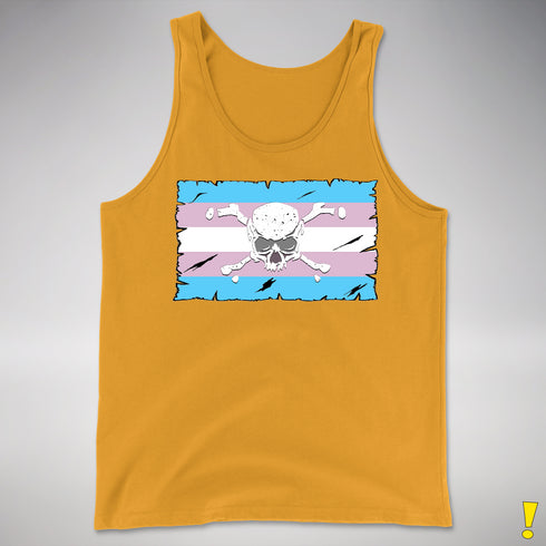 Transgender Pride Pirate Flag Premium Tank Top - Gold