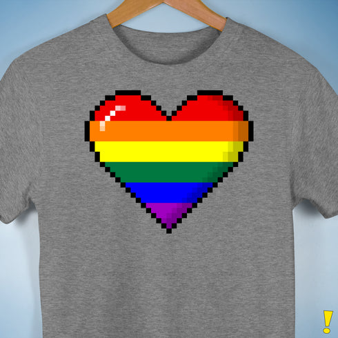LGBTQ Pride8-Bit Pixel Heart Premium Unisex T-Shirt - Grey Heather