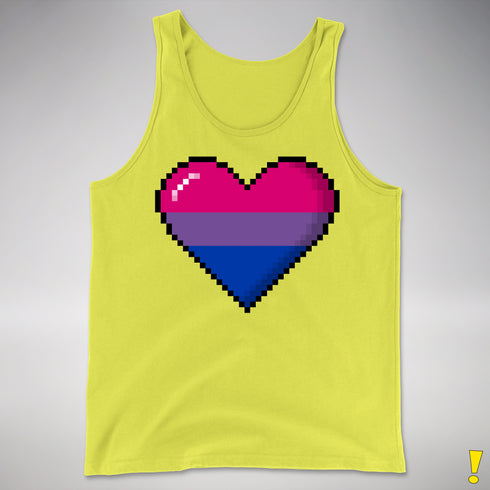 Bisexual Pride 8-Bit Pixel Heart Premium Tank Top - Neon Yellow