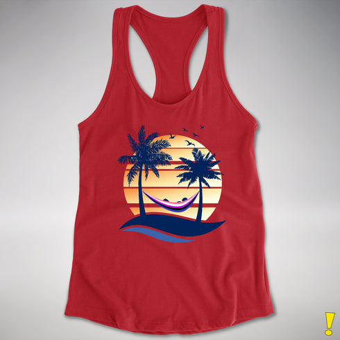 Genderfluid Pride Hammock Summer Beach Sunset Racerback Tank - Red