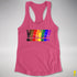 Distressed Philly LGBTQ Pride Whee! Exclamation Points Racerback Tank - Hot Pink