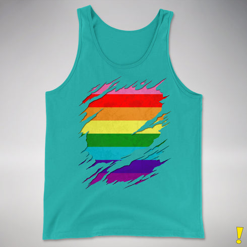 Original Gilbert Baker LGBTQ Gay Pride Flag Ripped Reveal Premium - Teal