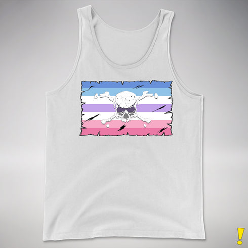 Bigender Pride Pirate Flag Premium Tank Top - White