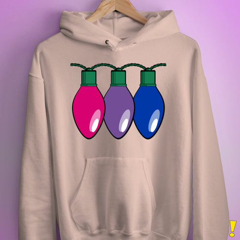 Bisexual Pride Christmas Lights Hoodie - Light Pink