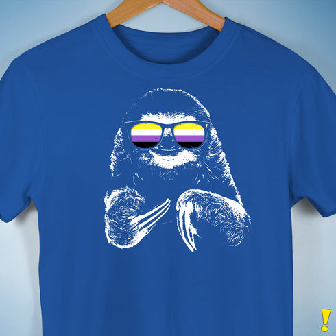 Pride Sloth Nonbinary Flag Sunglasses Premium Unisex T-Shirt - Royal Blue