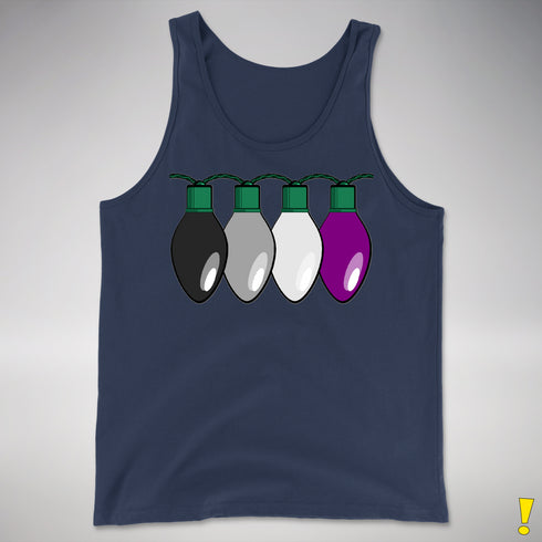 Asexual Pride Christmas Lights Premium Tank Top - Navy