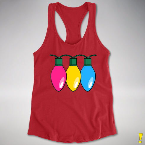 Pansexual Pride Christmas Lights Racerback Tank - Red