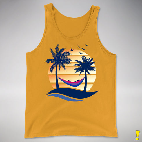 Bisexual Pride Hammock Summer Beach Sunset Premium Tank Top - Gold