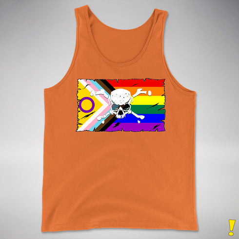 Intersex Inclusive Progress Pride Pirate Flag Premium Tank Top - Orange