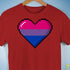 Bisexual Pride 8-Bit Pixel Heart Premium Unisex T-Shirt - Red