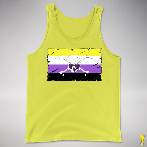 Nonbinary Pride Pirate Flag Premium Tank Top - Neon Yellow