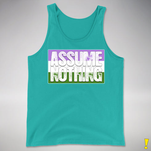 Assume Nothing Genderqueer Pride Flag Premium Tank Top - Teal