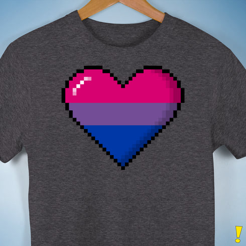 Bisexual Pride 8-Bit Pixel Heart Premium Unisex T-Shirt - Dark Grey Heather