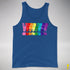 Distressed Gilbert Baker LGBTQ Pride Exclamation Points Premium Tank - Royal Blue