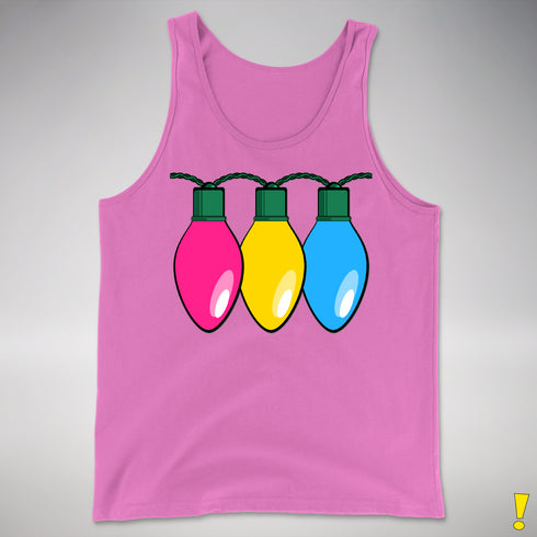 Pansexual Pride Christmas Lights Premium Tank Top - Neon Pink