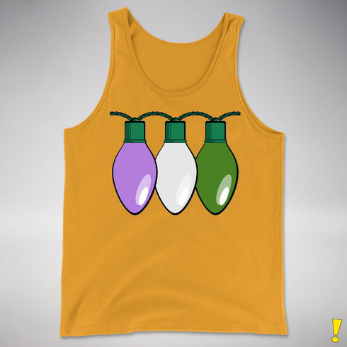 Genderqueer Pride Christmas Lights Premium Tank Top - Gold